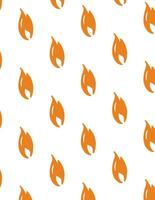 Flame fire doodle pattern. Cute fire icon endless background. vector