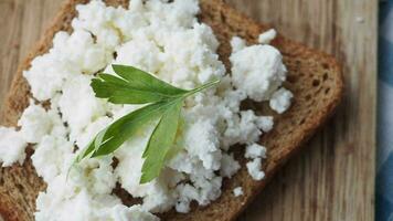 fresh paneer on a bread on table video