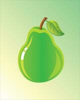 green pears. Fresh fruit green color background, vector 3d object