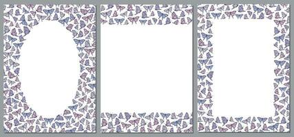 Set of vector frames with butterflies