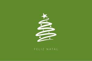 Christmas card template with lettering in Portuguese and Christmas Tree. vector