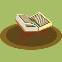 santo Corán en libro poseedor vector