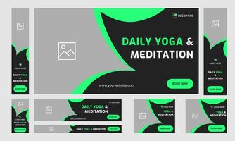 Customizable yoga and meditaion set of web banner template design for social media posts, editatable yoga banner template, vector eps 10 file format