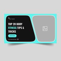 Creative daily fitness tips video cover banner design, fully customizable vector eps 10 file format