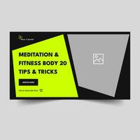 Creative fitness gym training youtube thumbnail design and meditation banner gym agency video thumbnail vector