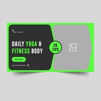 Customizable yoga and fitness creative video thumbnail banner design, fully editable vector eps 10 file format