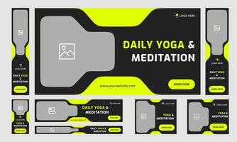 Creative yoga and meditation services web set banner template design for social media posts, fully editable vector eps 10 file format