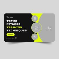 Fitness training video tutorials thumbnail design, customizable vector thumbnail, editable eps 10 file format