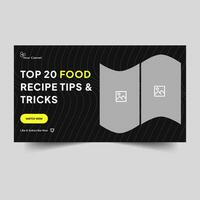 Trendy recipe youtube thumbnail video content template design, cover banner template for food reviews and recipes, vector eps10 file format