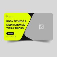 Daily fitness tips and tricks video thumbnail banner design, customizable thumbnail, fully editable vector eps 10 file format