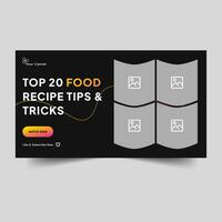 Creative food recipe video thumbnail banner template design, fully editable vector eps10 file