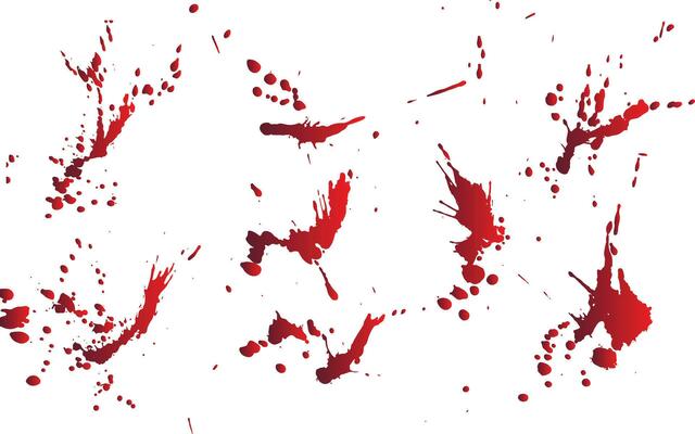 Set of blood drop and splatter isolated background
