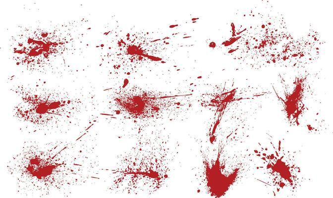 Red Blood Paint Splatter Background Set