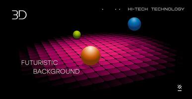 Abstract background with 3D objects effect. 3D balls in space. vector