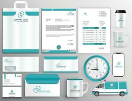 stylish business stationery items set with Vector Design