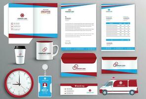 stylish business stationery items set with Vector Design