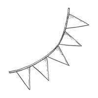 Vector festive flags in paper garland simple black and white graphic illustration for party and holiday celebration