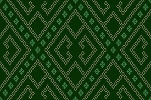 Green Cross stitch colorful geometric traditional ethnic pattern Ikat seamless pattern border abstract design for fabric print cloth dress carpet curtains and sarong Aztec African Indian Indonesian vector