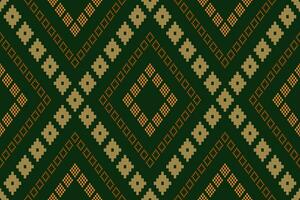 Green Cross stitch colorful geometric traditional ethnic pattern Ikat seamless pattern border abstract design for fabric print cloth dress carpet curtains and sarong Aztec African Indian Indonesian vector