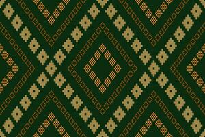 Green Cross stitch colorful geometric traditional ethnic pattern Ikat seamless pattern border abstract design for fabric print cloth dress carpet curtains and sarong Aztec African Indian Indonesian vector