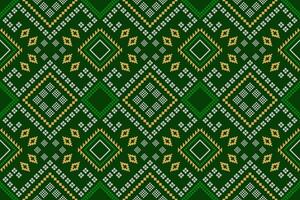 Green Cross stitch colorful geometric traditional ethnic pattern Ikat seamless pattern border abstract design for fabric print cloth dress carpet curtains and sarong Aztec African Indian Indonesian vector