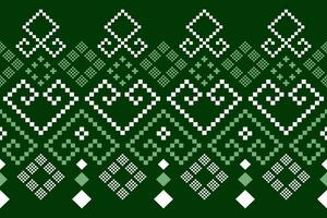Green Cross stitch colorful geometric traditional ethnic pattern Ikat seamless pattern border abstract design for fabric print cloth dress carpet curtains and sarong Aztec African Indian Indonesian vector