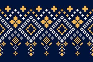 Indigo navy blue geometric traditional ethnic pattern Ikat seamless pattern border abstract design for fabric print cloth dress carpet curtains and sarong Aztec African Indian Indonesian vector