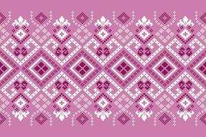 Pink Cross stitch colorful geometric traditional ethnic pattern Ikat seamless pattern border abstract design for fabric print cloth dress carpet curtains and sarong Aztec African Indian Indonesian vector