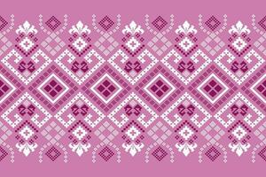 Pink Cross stitch colorful geometric traditional ethnic pattern Ikat seamless pattern border abstract design for fabric print cloth dress carpet curtains and sarong Aztec African Indian Indonesian vector