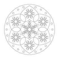 Mandala Coloring Page with hearts. Art Therapy. vector