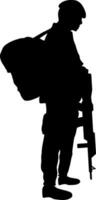 Respect silhouette vector illustration. Military respect graphic resources for icon, symbol, or sign. Respect soldier silhouette for military, army, security, war or defense