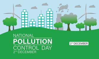 National Pollution control day is observed every year on December 2. Forest or Vehicle Problems in Template design. Banner, poster, card, background design. vector