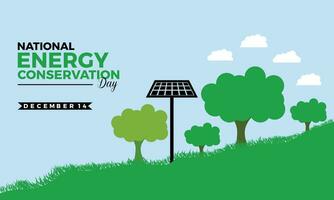 World Energy conservation day is observed December 14th. People know about  and Save the Planet and Green Eco Friendly with Lamp. Banner, poster, card, background design. vector