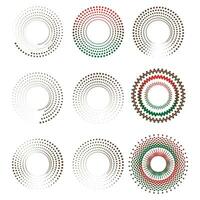 Halftone dots gradient circles set, halftone dots pattern. Vector halftone geometric dots.