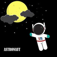 Astronaut and Moon in the Night Background. Astro Background. Space Background. vector