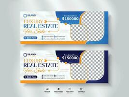 Real Estate social media cover and web banner design template. vector