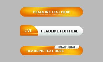 Lower third banner templates for Television, Video and Media Channels. Modern headline bar layout design vector