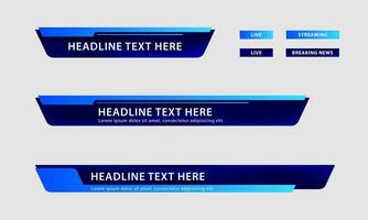 Broadcast news lower third banner templates for Television, Video and Media Channels. Set of modern headline bar layout design vector