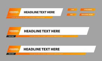 Broadcast news lower third banner templates for Television, Video and Media Channels. Set of modern headline bar layout design vector