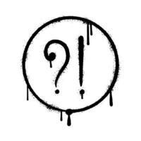 Graffiti Spray question mark and exclamation mark in circle on white background. photo