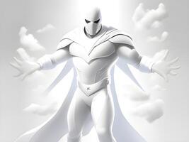 white monster man in white cloak, standing on the white background. photo