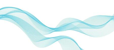 Modern Vector Background with Blue Smoky Wavy Lines.