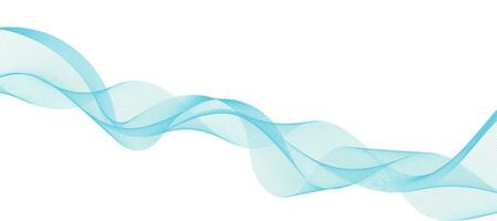 Modern Vector Background with Blue Smoky Wavy Lines.