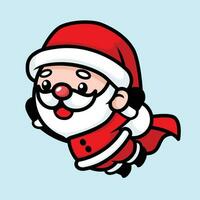 linda y kawaii Navidad Papa Noel claus dibujos animados personaje volador vector