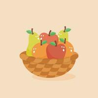 cute fruit basket vector