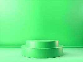 minimal 3d rendering of green and white podium with copy space photo