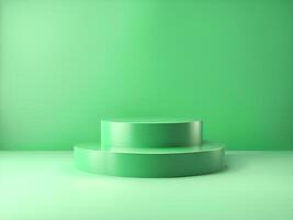minimal 3d rendering of green and white podium with copy space photo