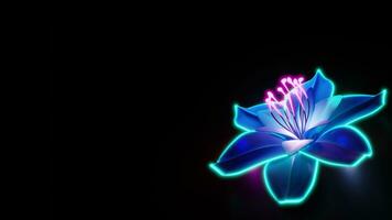 3d flower on black abstract blue glow photo