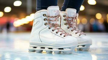 hielo bailando Patinaje Zapatos son invierno Deportes. ai generado. foto