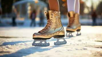 hielo bailando Patinaje Zapatos son invierno Deportes. ai generado. foto